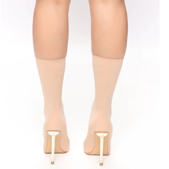 Fashion Nova She's Going Places Ankle Bootie - Nude Sock boots 8.5 NEW - Picture 6 of 15